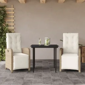 Sillas y mesita de jardín 3 piezas ratán sintético cojín beige by , Garden sets - Ref: Foro24-3212570, Price: 368,23 €, Disco...