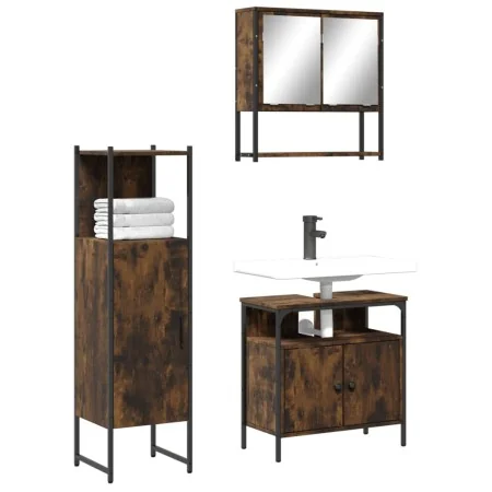 Set de muebles baño 3 pzas madera contrachapada roble ahumado by , Bathroom furniture - Ref: Foro24-3214697, Price: 159,34 €,...