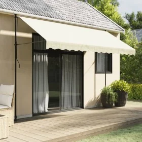 Toldo retráctil de tela y acero crema 350x150 cm by , Awnings - Ref: Foro24-368748, Price: 86,29 €, Discount: %