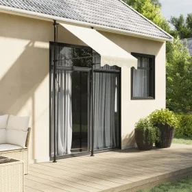 Toldo retráctil de tela y acero crema 100x150 cm by , Awnings - Ref: Foro24-368743, Price: 63,00 €, Discount: %
