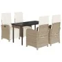 Set comedor de jardín 5 pzas con cojines ratán sintético beige by , Garden sets - Ref: Foro24-3212579, Price: 649,21 €, Disco...