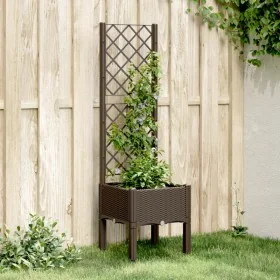 Jardinera con enrejado PP marrón 40x40x142 cm de , Maceteros y jardineras - Ref: Foro24-367920, Precio: 55,47 €, Descuento: %
