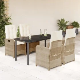 Set comedor de jardín 5 pzas con cojines ratán sintético beige by , Garden sets - Ref: Foro24-3212384, Price: 632,19 €, Disco...
