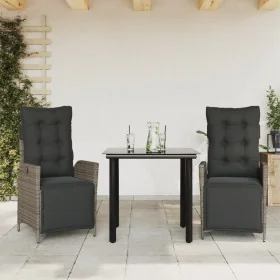 Set comedor de jardín 3 piezas con cojines ratán sintético gris by , Garden sets - Ref: Foro24-3213427, Price: 385,09 €, Disc...
