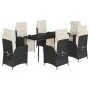 Set de comedor de jardín 7 pzas y cojines ratán sintético negro de , Conjuntos de jardín - Ref: Foro24-3213382, Precio: 933,1...