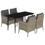 Set comedor de jardín 5 pzas cojines ratán sintético gris claro von , Gartensets - Ref: Foro24-3211992, Preis: 521,29 €, Raba...