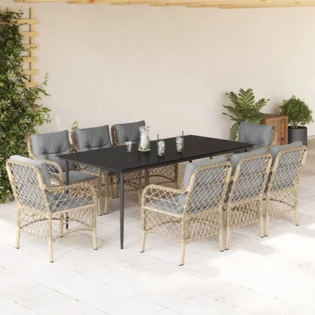 Set comedor de jardín 9 pzas con cojines ratán sintético beige by , Garden sets - Ref: Foro24-3212158, Price: 1,00 €, Discoun...