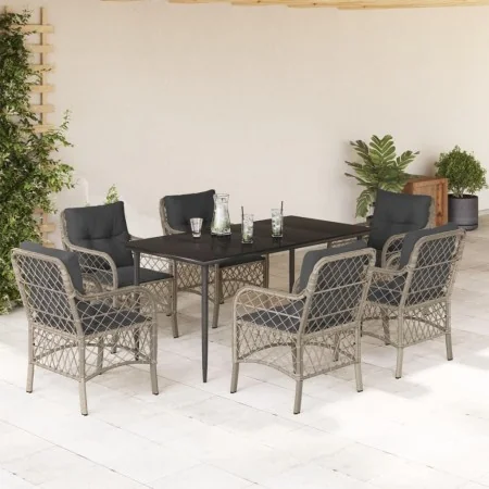 Set comedor jardín 7 pzas y cojines ratán sintético gris claro von , Gartensets - Ref: Foro24-3212170, Preis: 702,37 €, Rabat...