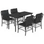 Set de muebles jardín 5 pzas con cojines ratán sintético negro de , Conjuntos de jardín - Ref: Foro24-3212105, Precio: 514,52...