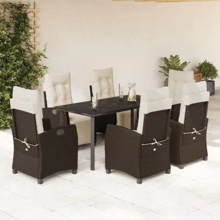 Set comedor de jardín 7 pzas con cojines ratán sintético marrón by , Garden sets - Ref: Foro24-3212985, Price: 966,77 €, Disc...