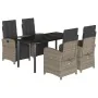 Set comedor de jardín 5 piezas con cojines ratán sintético gris de , Conjuntos de jardín - Ref: Foro24-3212566, Precio: 649,6...