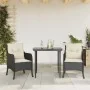 Set comedor de jardín 3 pzas con cojines ratán sintético negro de , Conjuntos de jardín - Ref: Foro24-3211906, Precio: 297,12...