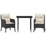 Set comedor de jardín 3 pzas con cojines ratán sintético negro de , Conjuntos de jardín - Ref: Foro24-3211906, Precio: 297,12...