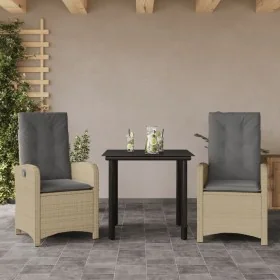 Set comedor de jardín 3 pzas con cojines ratán sintético beige by , Garden sets - Ref: Foro24-3212400, Price: 335,65 €, Disco...