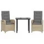 Set comedor de jardín 3 pzas con cojines ratán sintético beige by , Garden sets - Ref: Foro24-3212400, Price: 335,23 €, Disco...