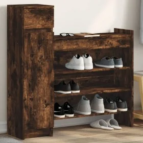 Zapatero madera de ingeniería roble ahumado 100,5x28x100 cm by , Shoe racks and shoe organizers - Ref: Foro24-840426, Price: ...