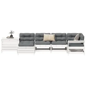 Juego de sofás de jardín 7 pzas madera maciza de pino blanco by , Garden sets - Ref: Foro24-3250977, Price: 502,33 €, Discoun...