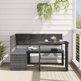 Sofá de jardín en forma de L con mesa y cojines ratán PE gris by , Garden sets - Ref: Foro24-362348, Price: 229,39 €, Discoun...