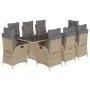 Set comedor de jardín 9 pzas con cojines ratán sintético beige by , Garden sets - Ref: Foro24-3213129, Price: 1,00 €, Discoun...