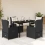 Set de muebles jardín 5 pzas con cojines ratán sintético negro by , Garden sets - Ref: Foro24-3262835, Price: 550,85 €, Disco...