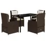 Set comedor de jardín 5 piezas y cojines ratán sintético marrón de , Conjuntos de jardín - Ref: Foro24-3262849, Precio: 549,4...