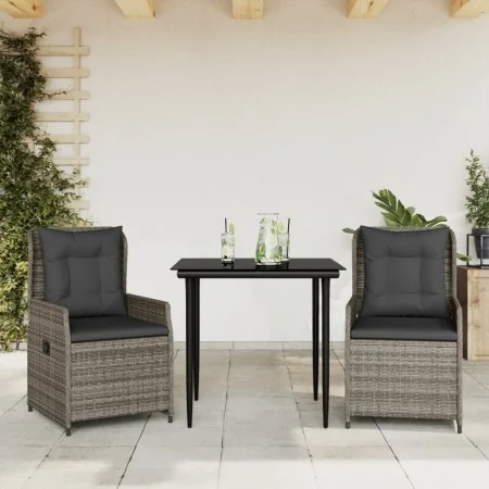 Set comedor de jardín 3 piezas con cojines ratán sintético gris by , Garden sets - Ref: Foro24-3262854, Price: 371,05 €, Disc...