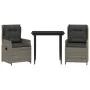 Set comedor de jardín 3 piezas con cojines ratán sintético gris by , Garden sets - Ref: Foro24-3262854, Price: 371,05 €, Disc...