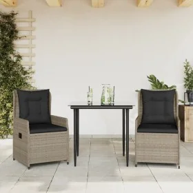 Set comedor de jardín 3 pzas cojines ratán sintético gris claro by , Garden sets - Ref: Foro24-3262896, Price: 329,62 €, Disc...