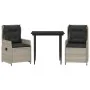 Set comedor de jardín 3 pzas cojines ratán sintético gris claro by , Garden sets - Ref: Foro24-3262896, Price: 329,65 €, Disc...