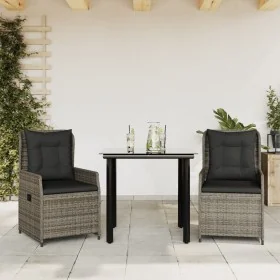 Set comedor de jardín 3 piezas con cojines ratán sintético gris by , Garden sets - Ref: Foro24-3262861, Price: 348,96 €, Disc...