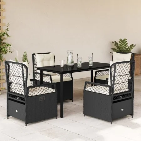 Set de muebles jardín 5 pzas con cojines ratán sintético negro by , Garden sets - Ref: Foro24-3262966, Price: 483,89 €, Disco...