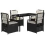 Set de muebles jardín 5 pzas con cojines ratán sintético negro by , Garden sets - Ref: Foro24-3262966, Price: 483,89 €, Disco...