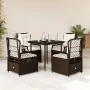 Set comedor de jardín 5 piezas y cojines ratán sintético marrón von , Gartensets - Ref: Foro24-3262972, Preis: 478,16 €, Raba...