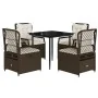 Set comedor de jardín 5 piezas y cojines ratán sintético marrón von , Gartensets - Ref: Foro24-3262972, Preis: 478,16 €, Raba...