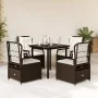 Set comedor de jardín 5 piezas y cojines ratán sintético marrón de , Conjuntos de jardín - Ref: Foro24-3262979, Precio: 449,3...