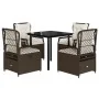 Set comedor de jardín 5 piezas y cojines ratán sintético marrón de , Conjuntos de jardín - Ref: Foro24-3262979, Precio: 449,3...
