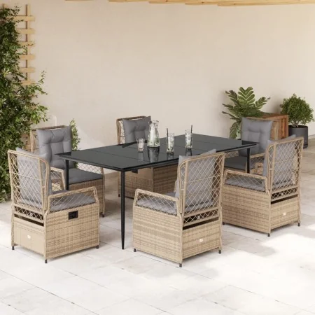 Set comedor de jardín 7 pzas con cojines ratán sintético beige by , Garden sets - Ref: Foro24-3263004, Price: 832,75 €, Disco...