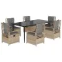 Set comedor de jardín 7 pzas con cojines ratán sintético beige by , Garden sets - Ref: Foro24-3263004, Price: 832,75 €, Disco...