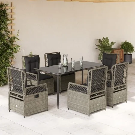 Set comedor jardín 7 pzas y cojines ratán sintético gris claro by , Garden sets - Ref: Foro24-3263031, Price: 681,79 €, Disco...