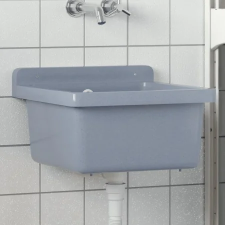 Fregadero lavabo de pared resina gris 40x40x24 cm de , Fregaderos - Ref: Foro24-4002796, Precio: 60,83 €, Descuento: %