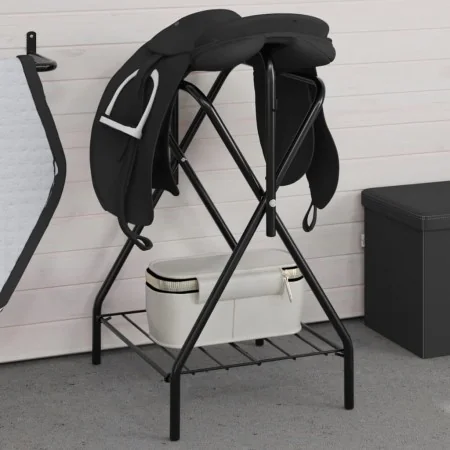 Freestanding folding mount holder black iron by , Saddle Accessories - Ref: Foro24-172440, Price: 71,41 €, Discount: %
