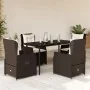 Set comedor de jardín 5 piezas y cojines ratán sintético marrón by , Garden sets - Ref: Foro24-3262842, Price: 567,61 €, Disc...
