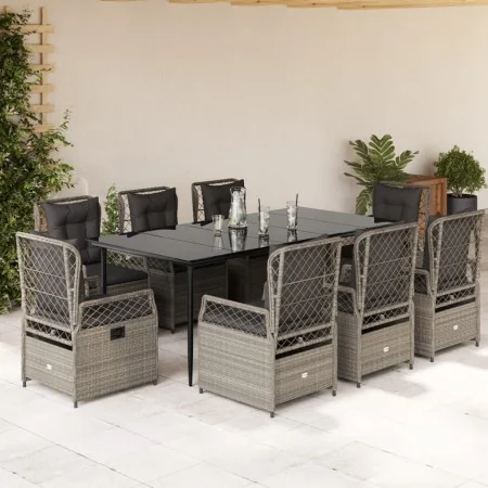 Set comedor de jardín 9 pzas cojines ratán sintético gris claro de , Conjuntos de jardín - Ref: Foro24-3263033, Precio: 1,00 ...