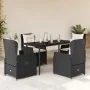 Set de muebles jardín 5 pzas con cojines ratán sintético negro by , Garden sets - Ref: Foro24-3262828, Price: 546,12 €, Disco...