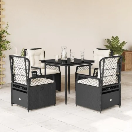 Set de muebles jardín 5 pzas con cojines ratán sintético negro by , Garden sets - Ref: Foro24-3262958, Price: 467,30 €, Disco...