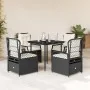 Set de muebles jardín 5 pzas con cojines ratán sintético negro by , Garden sets - Ref: Foro24-3262958, Price: 467,30 €, Disco...