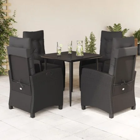 Set de muebles jardín 5 pzas con cojines ratán sintético negro de , Conjuntos de jardín - Ref: Foro24-3212744, Precio: 677,55...