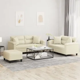 Juego de sofás con cojines 3 piezas cuero sintético color crema von , Sofas - Ref: Foro24-3202378, Preis: 561,13 €, Rabatt: %