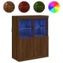Aparador con luces LED roble marrón 81x37x100 cm by , Sideboards - Ref: Foro24-836678, Price: 115,93 €, Discount: %