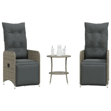 Sillas de jardín reclinables con mesa 2 uds ratán PE gris by , Garden chairs - Ref: Foro24-365707, Price: 297,37 €, Discount: %